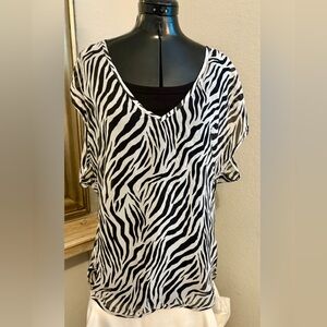 Victorias Secret 100 Silk Zebra Pattern Sheer Top Size M